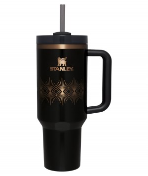 Stanley Deco Collection Quencher H2.0 FlowState™ Tumbler | 40 OZ Black Gloss Deco | MN0965321