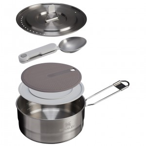 Stanley The Wildfare Pro Saucepan Cookset 5-piece set | 2 QT Pale Pebble + Stone | JX8792350