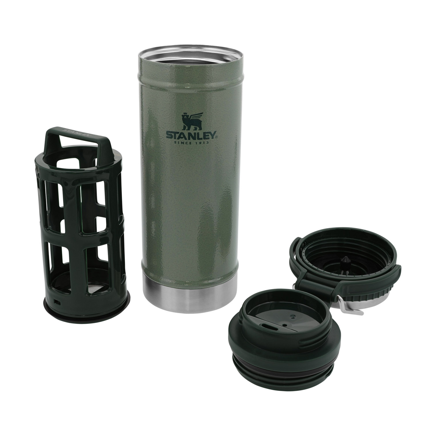 Stanley Coffee Mug w/ Integrated French Press | 16 oz Hammertone Green | WY3427896