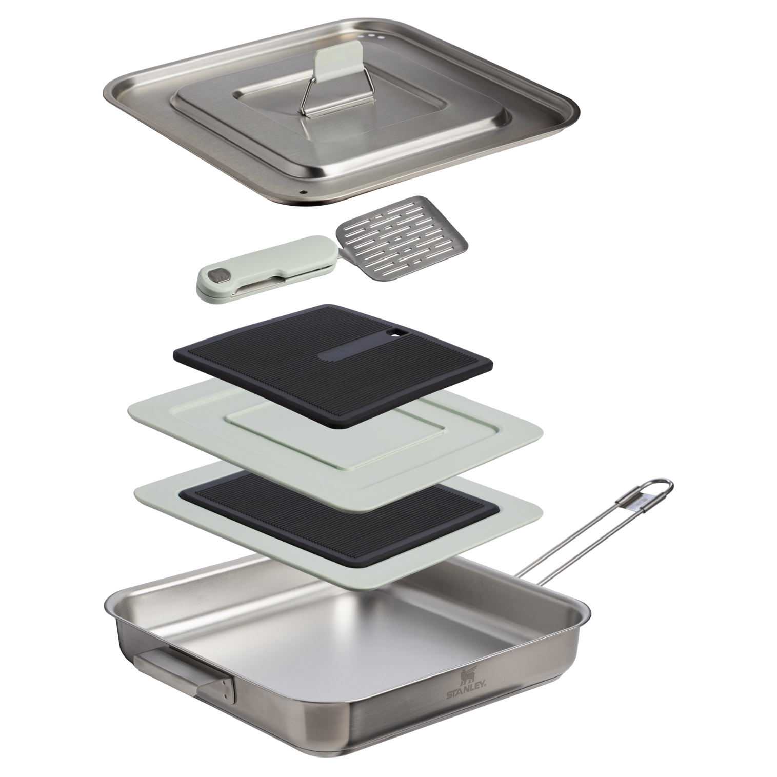 Stanley The Wildfare Pro Square Pan Cookset 5-piece set | 2 QT Pale Pebble + Stone | JV9240687